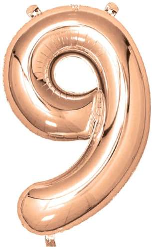 Rose Gold Foil Number Balloon - No 9 - Click Image to Close